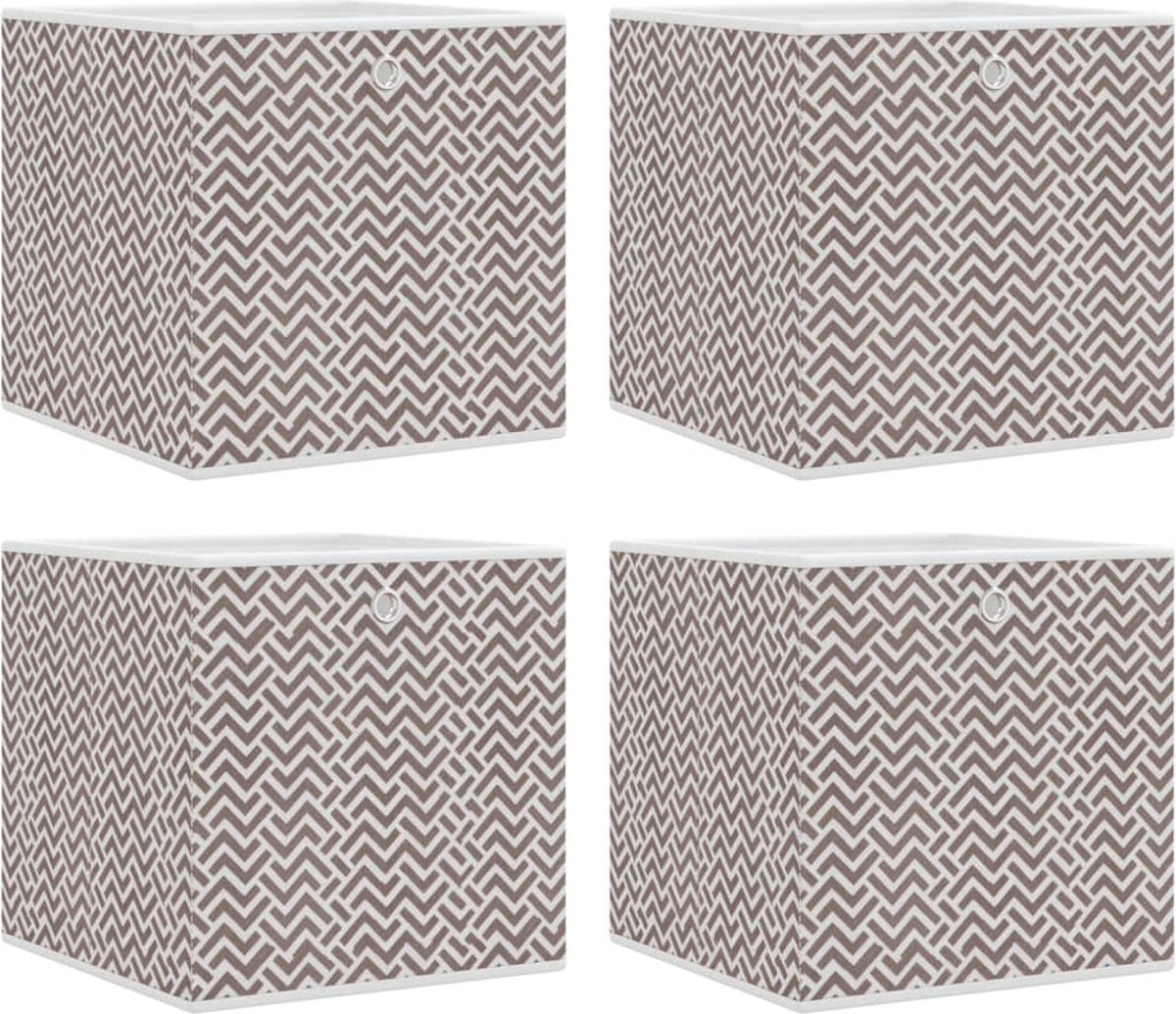 VidaXL Opbergboxen 4 st inklapbaar 32x32x32 cm ongeweven stof bruin