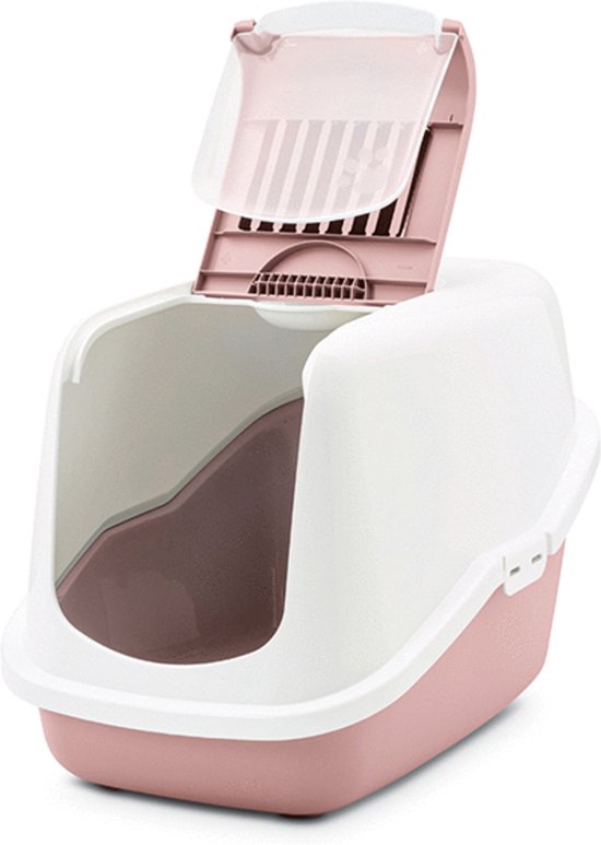 Savic Nestor Earth Kattenbak - Roze/Wit - 56 x 39 x 39 cm
