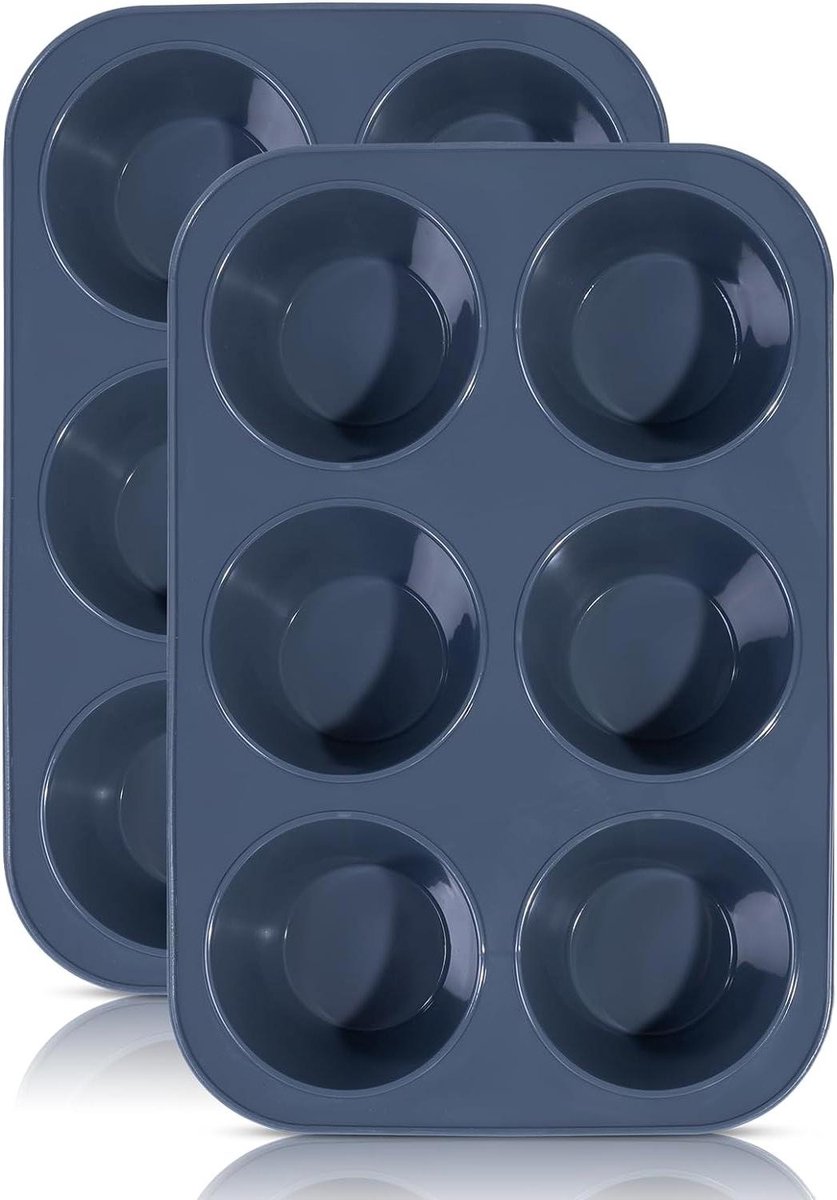 Grote Muffinvorm Van Siliconen Voor 6 Muffins Anti-aanbaklaag Muffinplaat Gigantische Cupcake Blik Brownies Broodje Bakvorm Yorkshire Pudding Grijs 278 x 19 x 5 cm