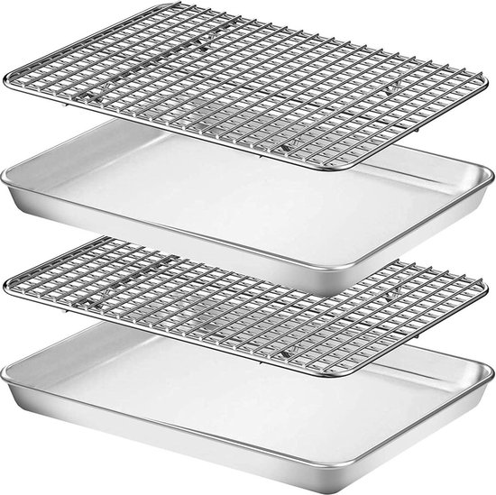 Bakplaat, RVS ovenplaat, 2-pack, antiaanbak bakplaat, zware
