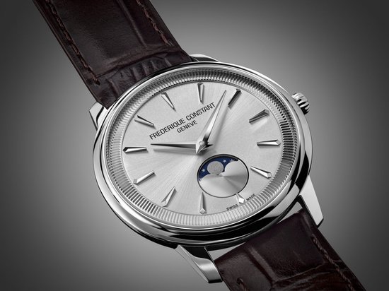 Montre Frédérique Constant Moneta Moonphase FC-206S3S6 - Cuir - Marron - Ø 37 mm