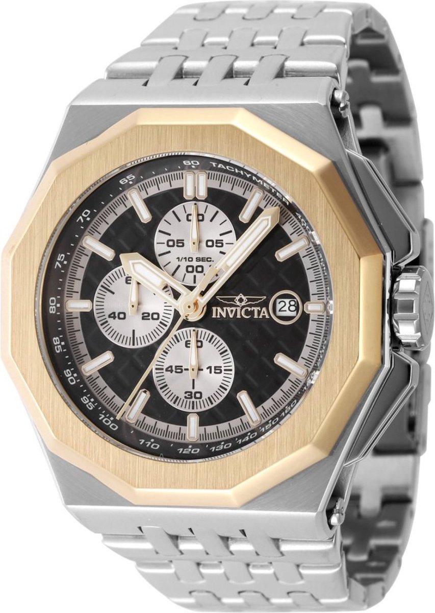 Invicta Akula 47392 Heren Horloge - Waterdicht - Analoog - Quartz Uurwerk - Roestvrij Staal met zwarte Wijzerplaat - 48mm