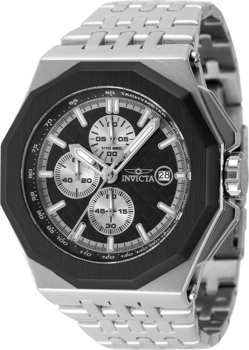 Invicta Akula 47390 Heren Horloge - Waterdicht - Analoog - Quartz Uurwerk - Roestvrij Staal met zwarte Wijzerplaat - 48mm