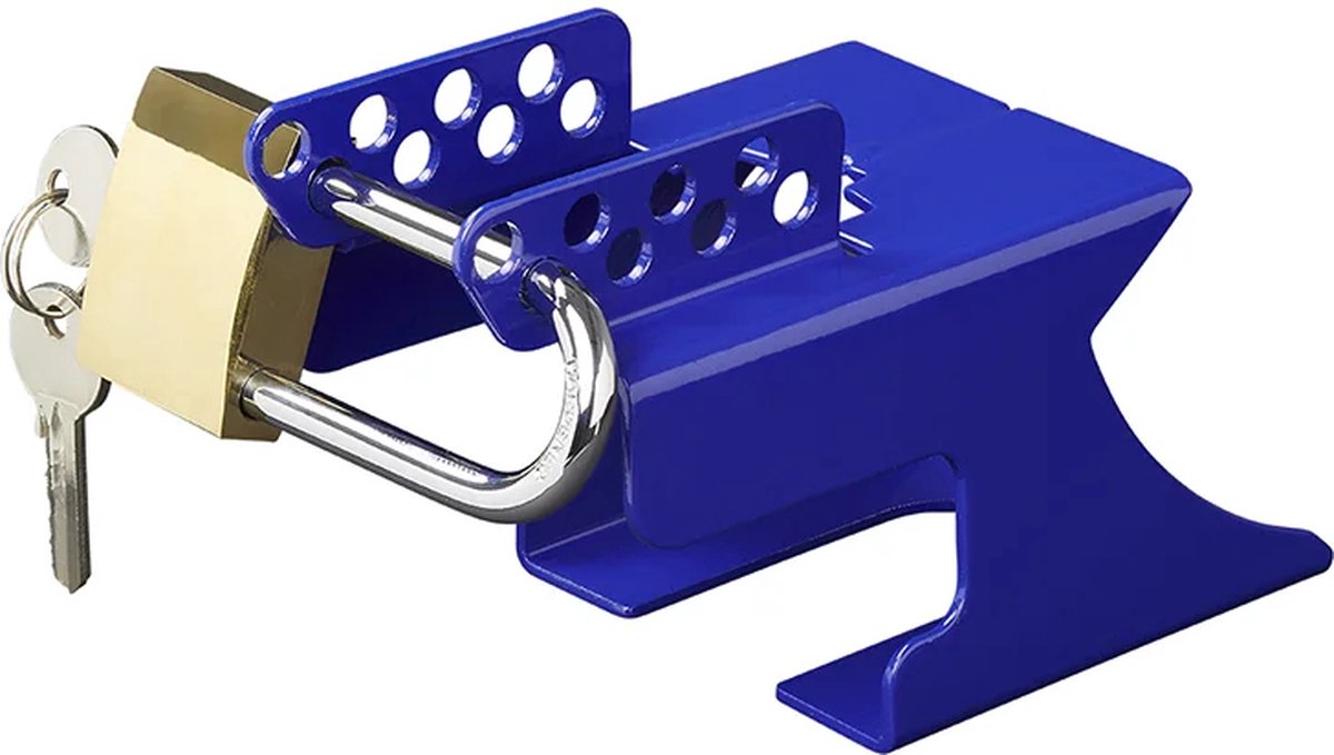 VCTparts® Koppelingsslot met Hangslot Overdekslot voor Aanhanger Disselslot Trekhaakbeveiliging - Blauw