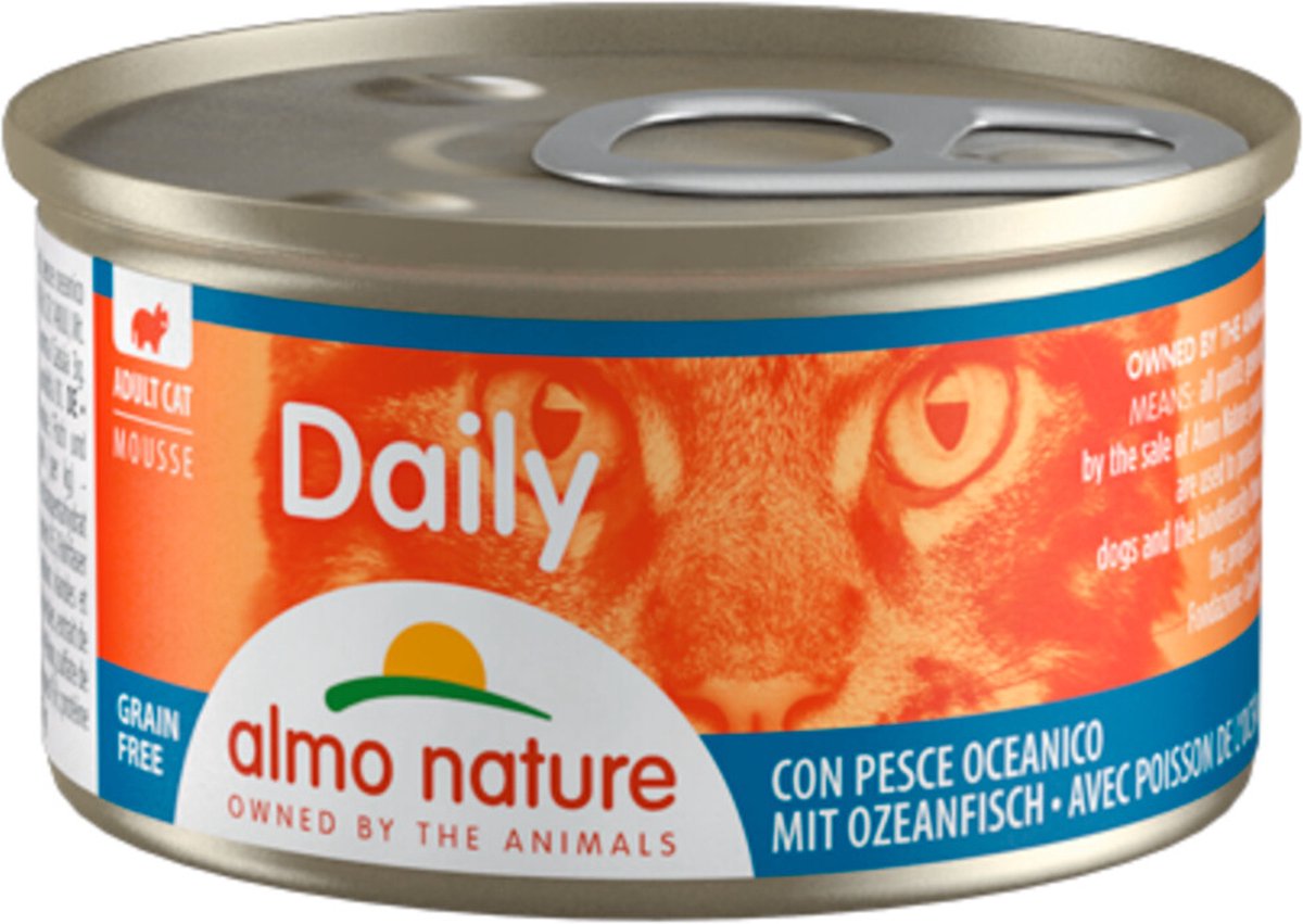 48x Almo Nature Daily Menu Mousse Kattenvoer Nat Oceaanvis 85 gr