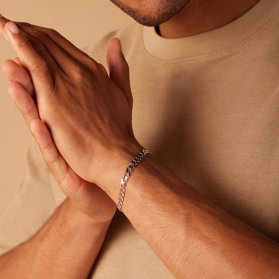Heren Armband Massief 925 Zilver Schakelketting 21 cm