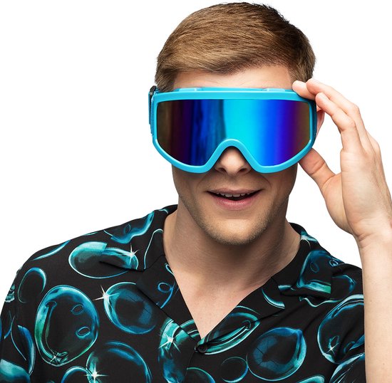 Boland - Party skibril neonblauw Neon,Blauw - Volwassenen - 80's & 90's - Disco - Retro - Old school - Festival - Carnaval - Themafeest