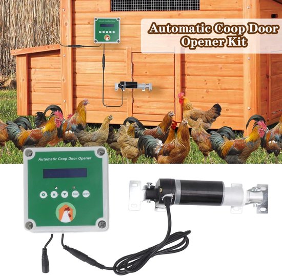 Automatische deur voor kippen met zonnesensor, waterdicht, programmeerbaar, met afstandsbediening, voor kippenhok en volière Automatische deur voor kippen met zonnesensor, waterdicht, programmeerbaar, met afstandsbediening, voor kippenhok en volière