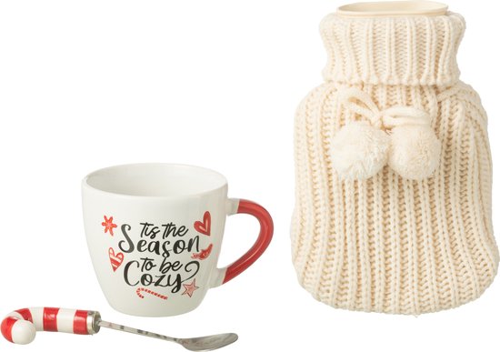 J-Line tas+lepel+warm waterkruik giftbox - keramiek - rood van J-Line — afbeelding 3