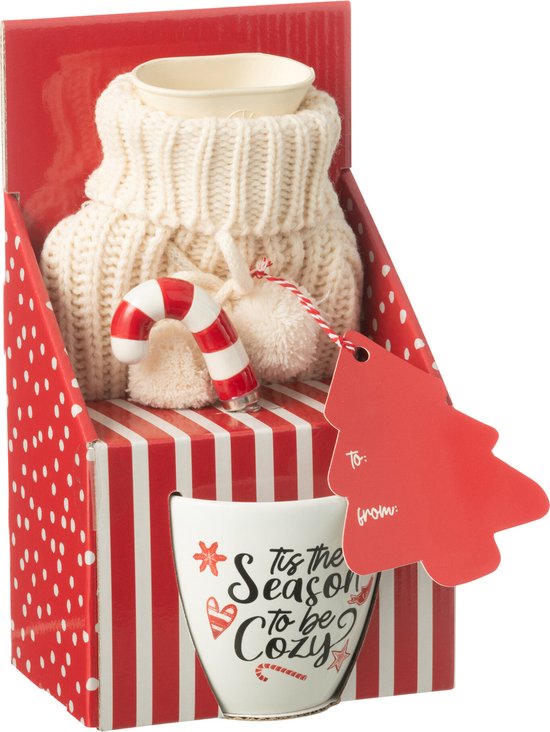 J-Line tas+lepel+warm waterkruik giftbox - keramiek - rood van J-Line — afbeelding 4