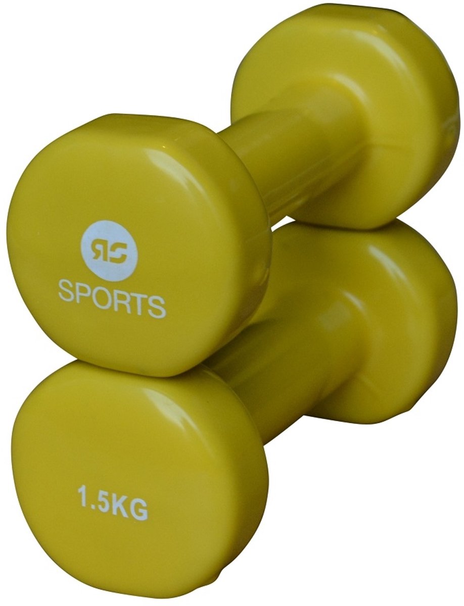 RS Sports Dumbells set - 2 x 1.5 kg dumbbells - Vinyl - Geel