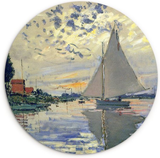 WallCircle - Wall Circle - Wall Circle Inside - Voilier au Petit-Gennevilliers - Tableau de Claude Monet - 120x120 cm - Décoration murale - Peintures Ronds XXL