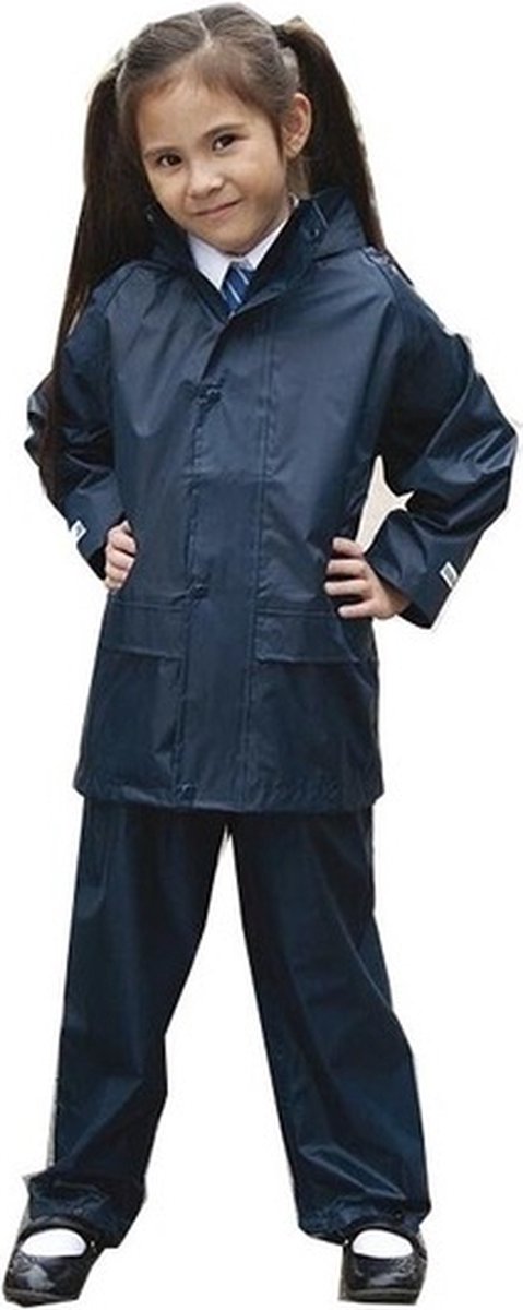 Regenpak winddicht voor kinderen - navy blauw - Regenjas / regenbroek - Regenkleding 110/116