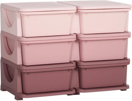 Opbergboxen - Ladekast met opbergdoos - Speelgoed organizer - Speelgoedkast - Roze - 75L x 37B x 56,5H cm