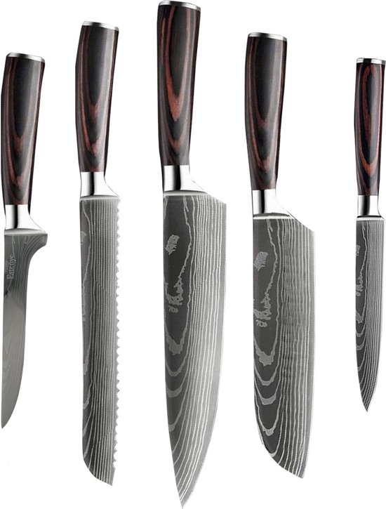 Blade Masters 5-delige Messenset - Authentieke Japanse Messen - High Carbon Staal - Ergonomische Koksmessen