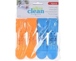 4x Oranje en blauwe handdoek knijpers 13cm