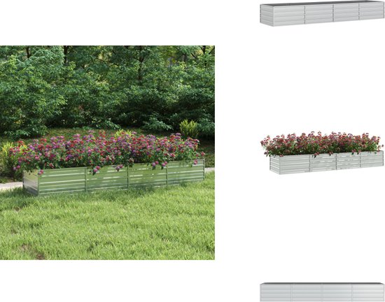vidaXL Jardinière surélevée en métal 320x80x45 cm - Argent - Acier galvanisé - Pot de fleur