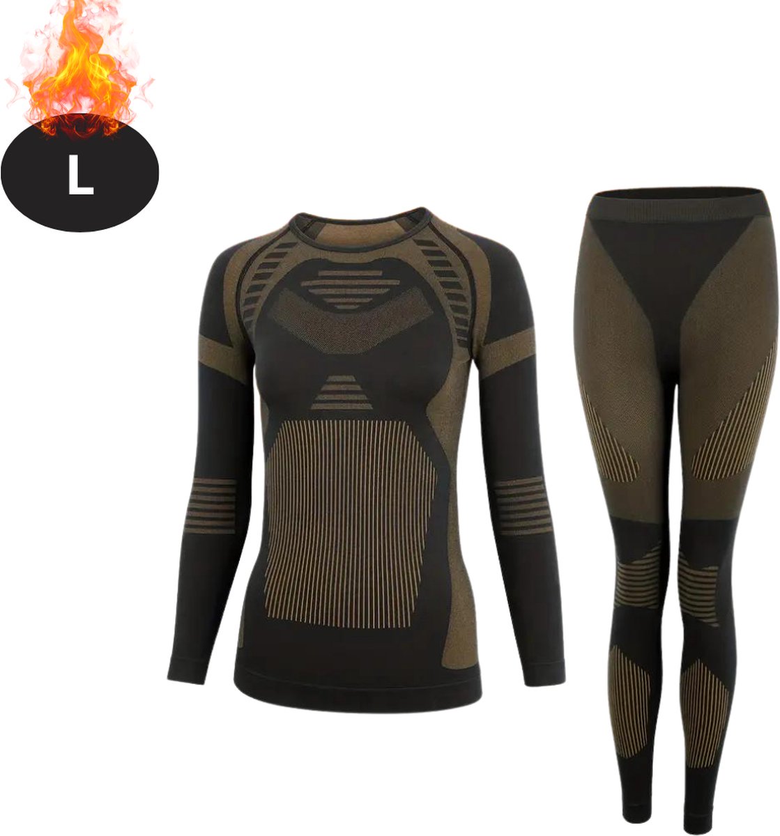 Nivard Thermokleding Dames – Thermobroek – Thermoset – Thermolegging – Winter – Thermoshirt – AardeGeel – L