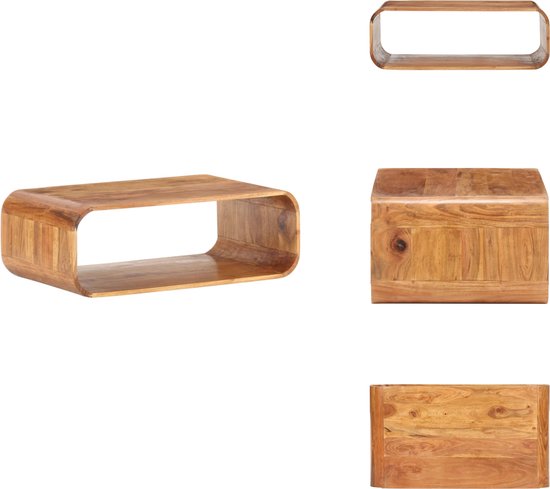 VidaXL C-vormige Bijzettafel – Massief Acaciahout, 42x40x50 Cm, Olieafwerking, Geschikt Voor Binnen En Buiten, Banktafel, Salontafel, Plantentafel