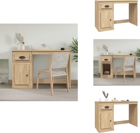 vidaXL Bureau 100x50x75 cm bewerkt hout grijs sonoma eikenkleurig, tafel, computer bureau, kantoor bureau, computerbureau, kantoorbureau, tafels