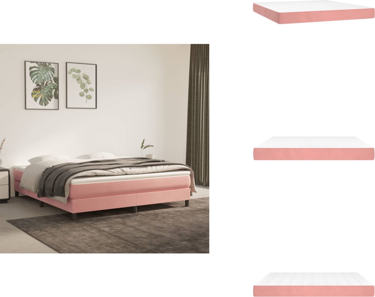 vidaXL Pocketveringmatras - Pocketveringmatrassen - Matras - Pocketvering Matras - Pocketveringmatras 180x200x20 cm fluweel roze