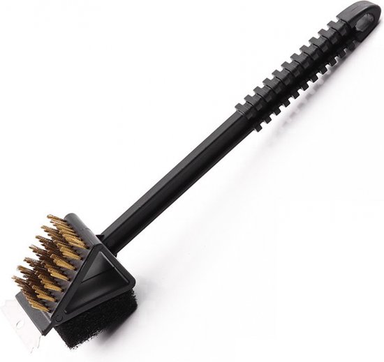 Brosse de nettoyage 3 en 1 pour BBQ - Grattoir en acier inoxydable - Brosse BBQ - Brosse pour gril - Brosse de nettoyage - Grattoir pour BBQ - Brosse en acier - Grattoir - Tampon à récurer