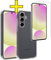 Hoesje Geschikt voor Samsung S24 FE Hoesje Shockproof Case Siliconen Met Screenprotector - Hoes Geschikt voor Samsung Galaxy S24 FE Hoes Cover Siliconen - Transparant