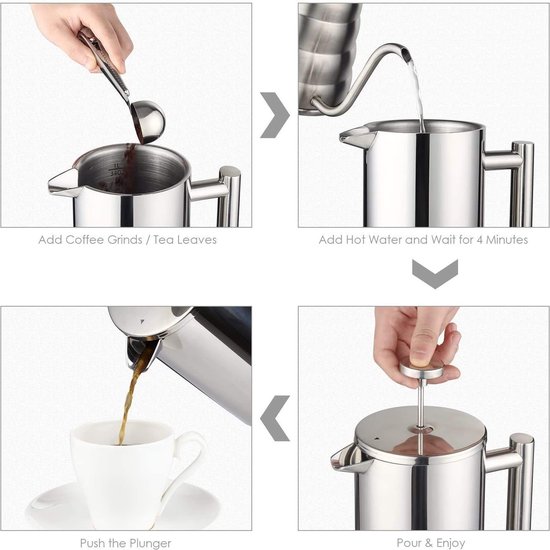 Scanpan Dubbelwandige French Press Koffiezetter 1L Scanpan Dubbelwandige French Press Koffiezetter 1L