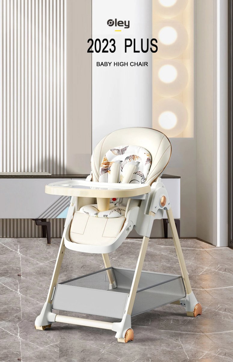 RM Store® - Baby Eetstoel - 2-in-1 Baby Eetstoel & Voederstoel - Voedingsstoel Met Wielen - Hoge Baby Stoel - Met Tafel - Verstelbare Hoge Stoel - Wit - 55x85x103 cm. – foto 4
