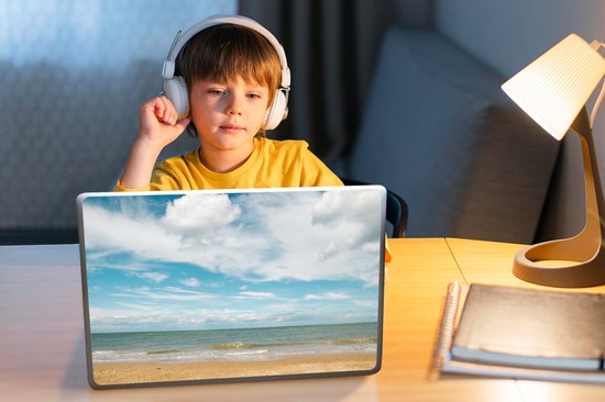 Laptop sticker - 14 inch - Strand - Zomer - Wolken - 32x5x23x5cm - Laptopstickers - Laptop skin - Cover