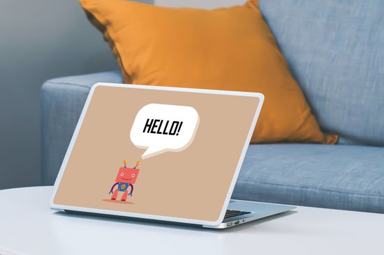 Laptop sticker - 13.3 inch - Spreuken - Quotes - Hello! - Robot - Tandwiel - Kinderen - 31x22,5cm - Laptopstickers - Laptop skin - Cover
