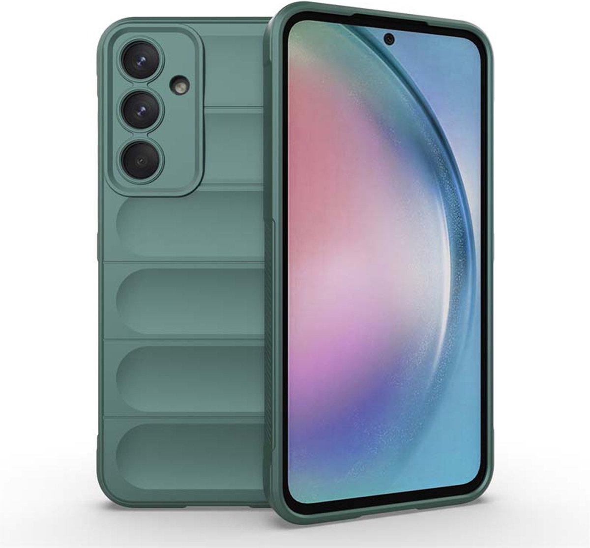 MobyDefend Hoesje - Geschikt voor Samsung Galaxy A55 - TPU Gripcase - Groen