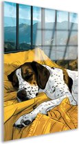 Hond schilderijen glas - Dier glasschilderij - Schilderij op glas Landschap - Muurdecoratie kinderkamer - Acrylglas schilderijen - Slaapkamer decoratie acrylglas 70x105 cm