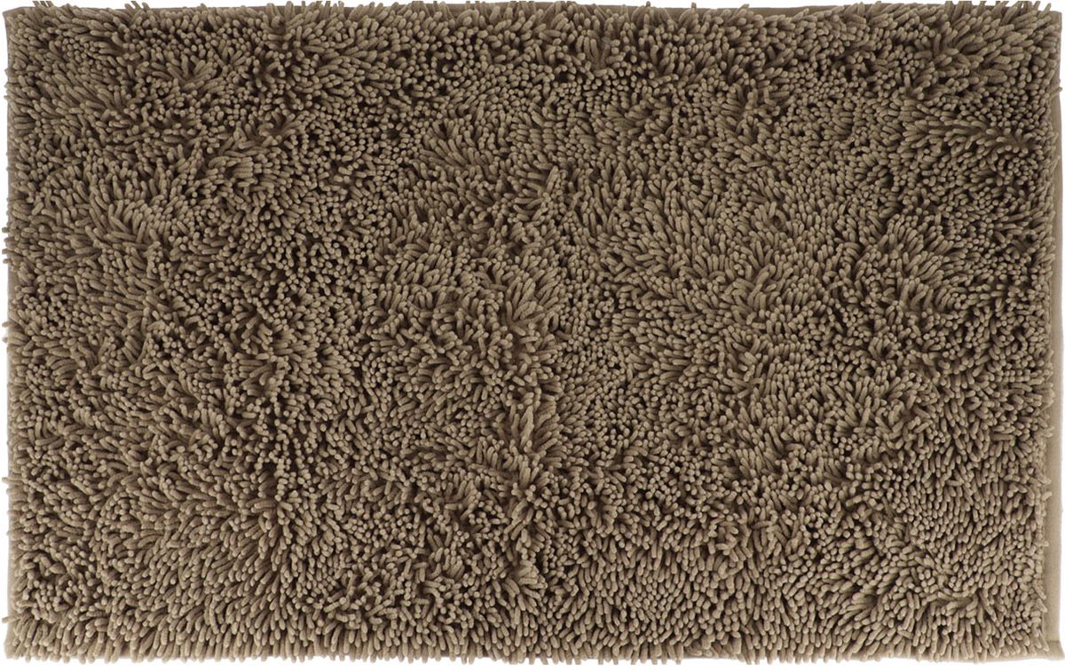 Tendance Badmat microfiber - hoogpolig - taupe - 50x80 cm - absorberend - badkamer - antislip
