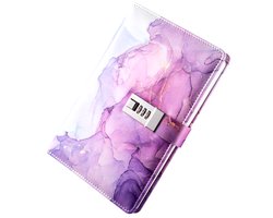 foto van Dagboek met Slot - Lock Agenda - Notebook Marmer - Marmerlook Paars - Notepad - Cijferslot met Code - Persoonlijke dagboeken - LOUZIR