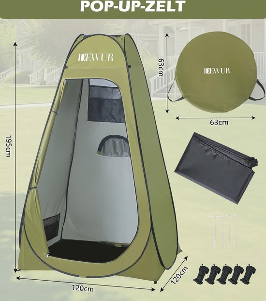Pop-up Toilettent voor Camping - UV 50+ Douchetent en Omkleedtent met Draagtas van POP — afbeelding 5