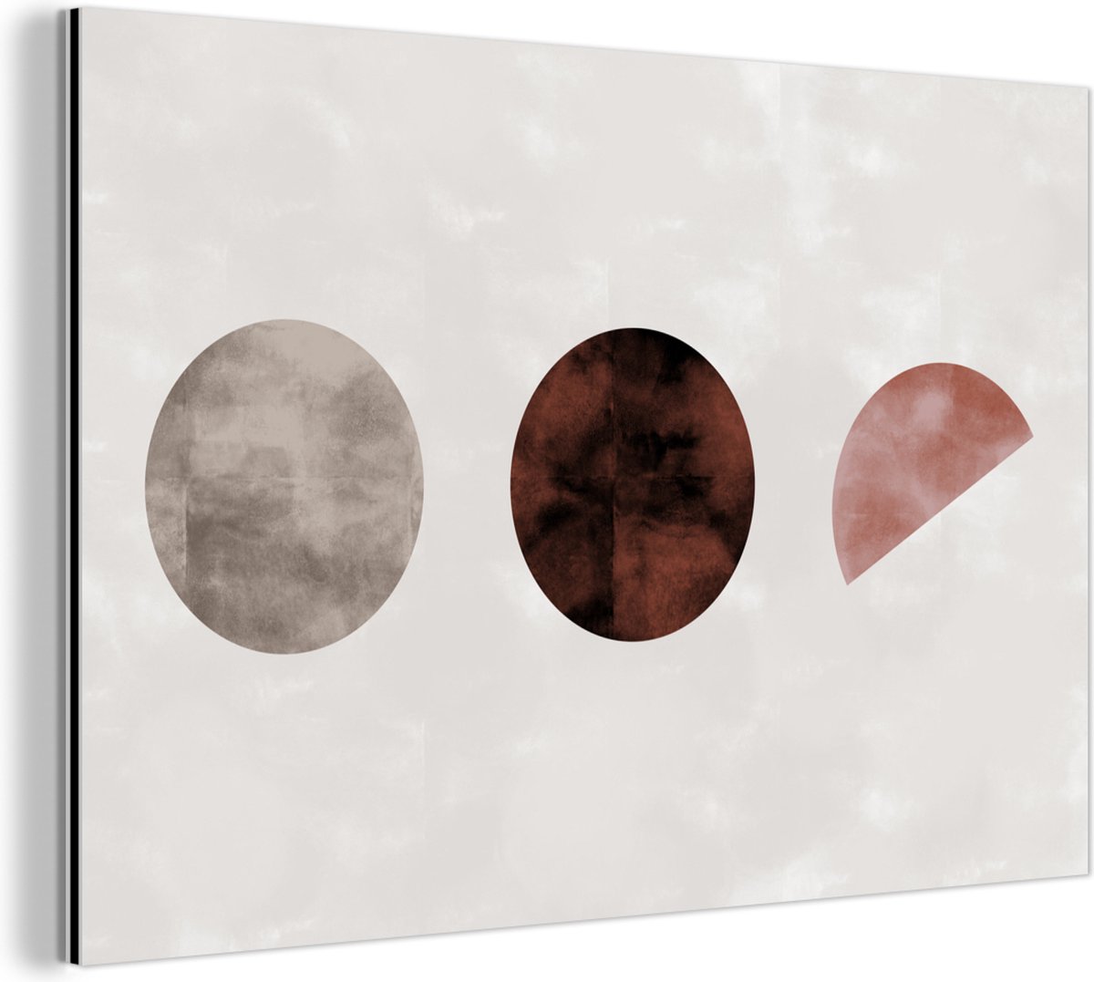 Aluminium schilderij 150x100 cm - Wanddecoratie metaal - Vormen - Verf - Bruin - Abstract 