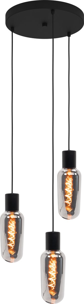 EGLO Majone Hanglamp - E27 - Ø 30 cm - Zwart/Grijs - Smoke Glas - Rookglas