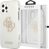 Coque arrière en TPU à Glitter avec logo Guess 4G pour Apple iPhone 12 Pro Max (6,7") - Transparente