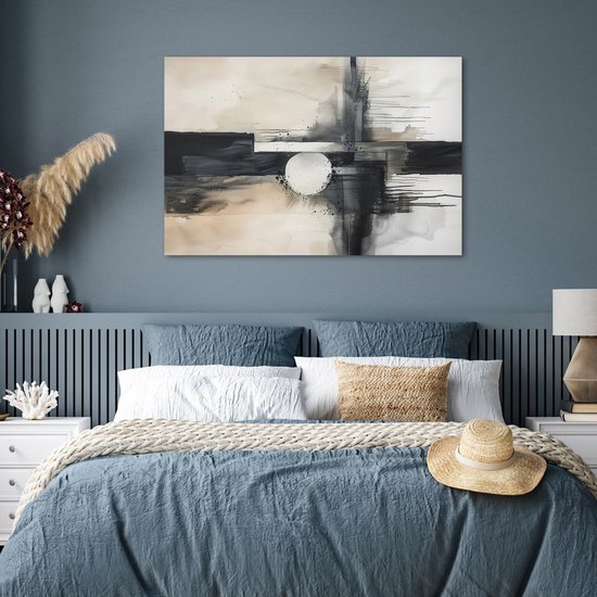 Affiche 120x80 cm - Abstrait - Zwart et blanc - Peinture - Moderne - Posters - Décoration chambre - Décoration murale salon - Décoration murale chambre