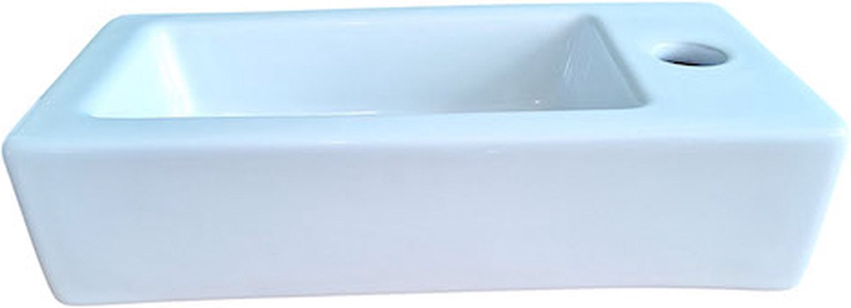WOON-DISCOUNTER.NL - Ares 37 rechts - Glans wit - Toiletfontein - - Keramiek - Rechthoek - 251063