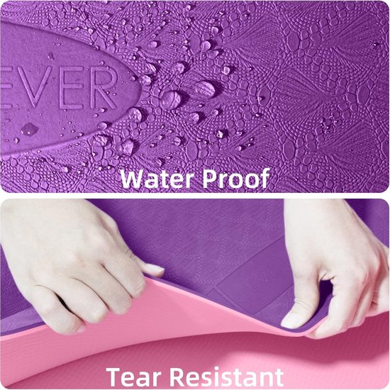 Antislip TPE yogamat met draagriemen voor dames en heren - pilates stretching thuisgymnastiek - 183 x 61 x 0.6 cm — afbeelding 5