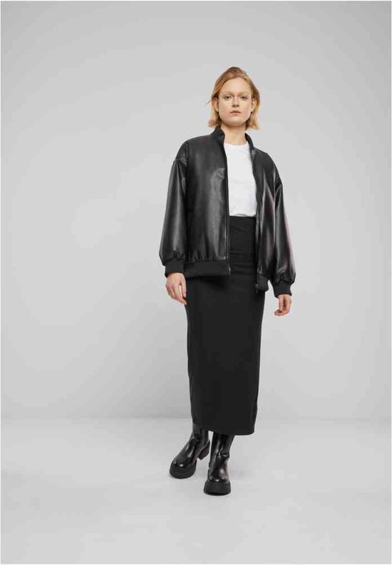 Urban Classics - Jupe longue côtelée à fente haute - XL - Zwart