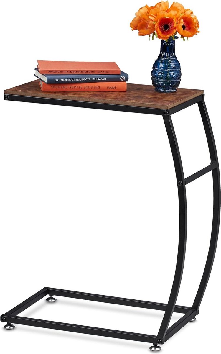 Bijzettafel U Vorm Industrieel Design Metaal & MDF 58.5 x 47.5 x 25 cm Bruin