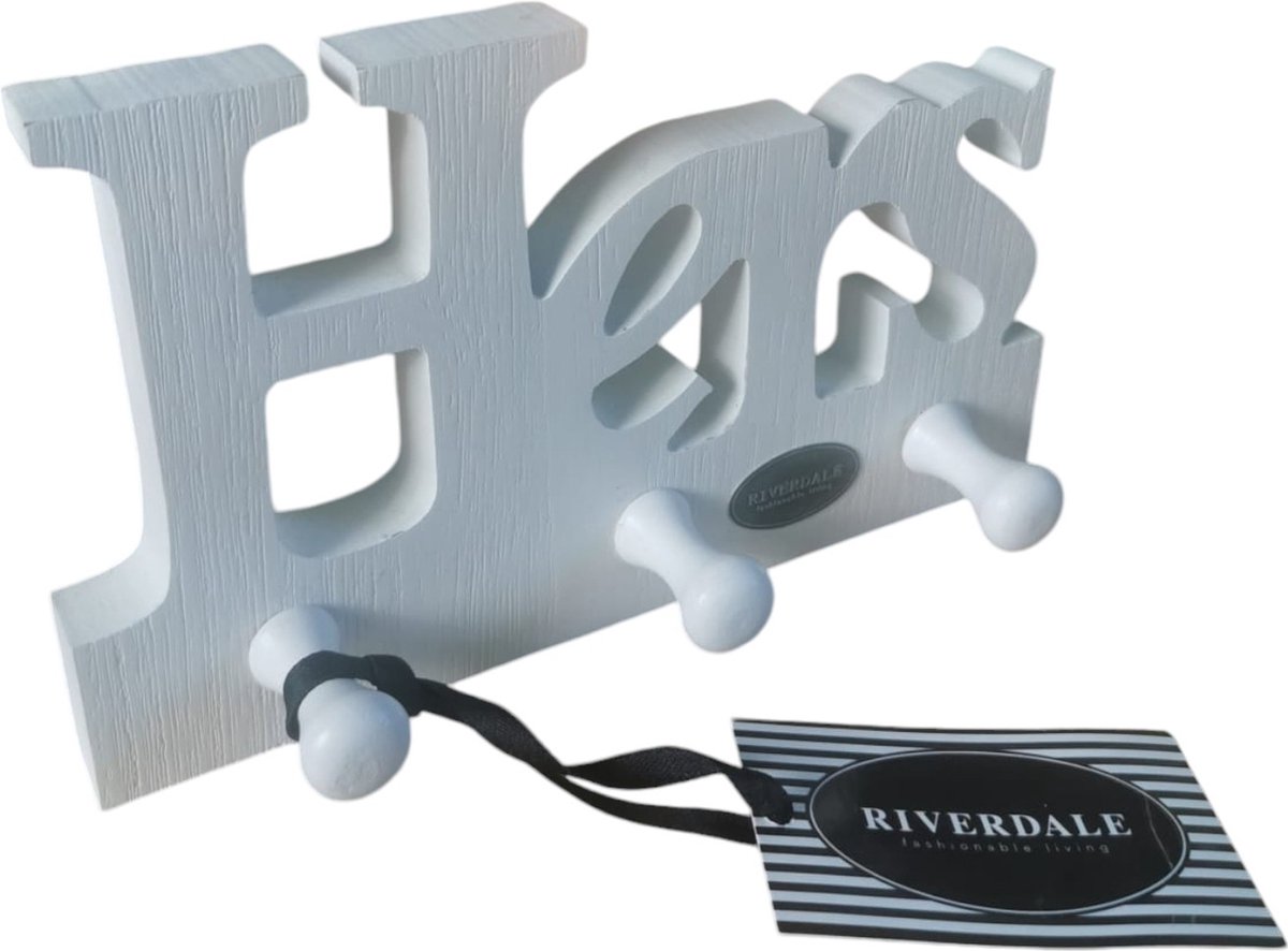 RiverDale - kapstok - Hout - Hers - Wit - Landelijk