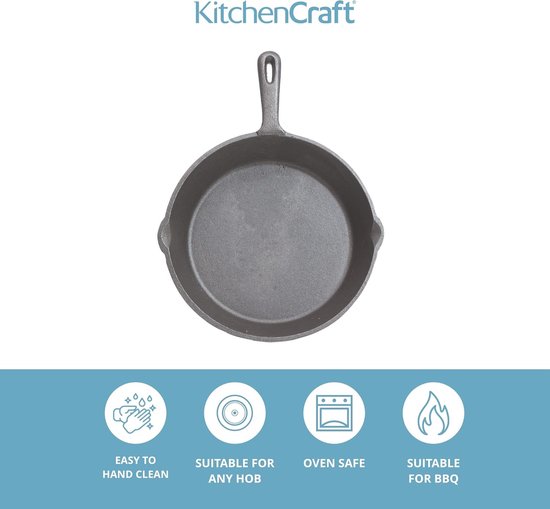 Ronde gietijzeren grillpan 24 cm - Geschikt voor inductie en oven van Merkloos	 — afbeelding 2