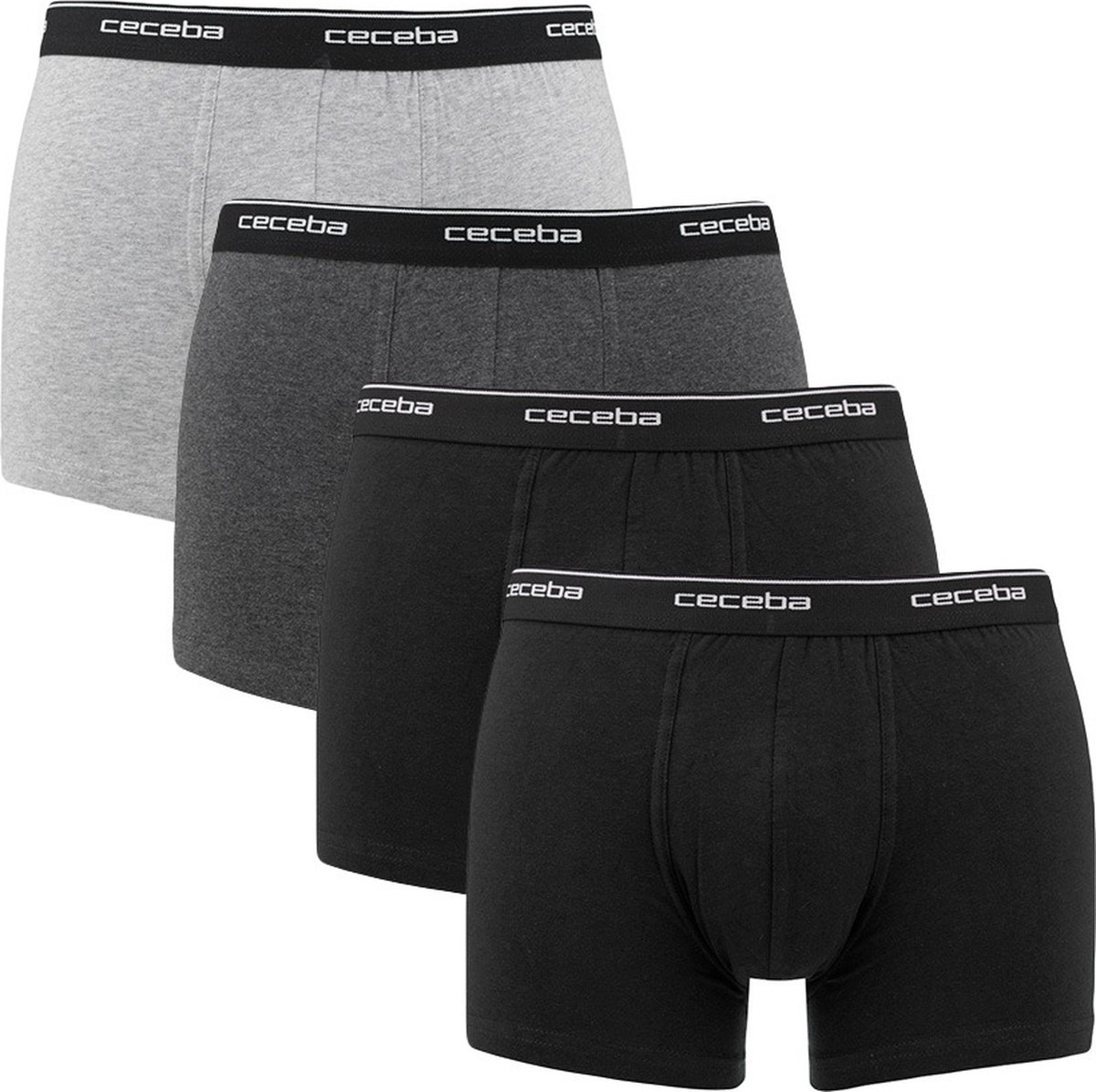CECEBA Monza Heren Boxer - 4-pack Multipack- Grijs/Zwart