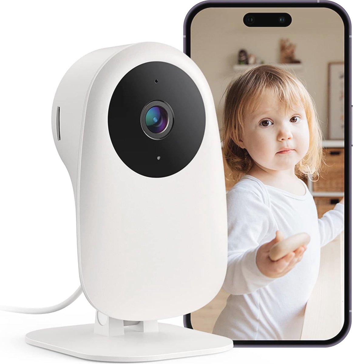 WiFi-bewakingscamera voor binnen met 1080P, bewegingsdetectie en tweeweg-audio - Perfect voor baby- en huisdierenbeveiliging