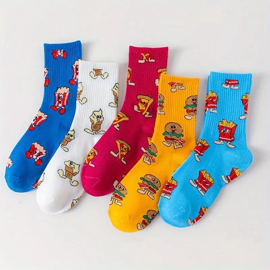 Foto: Fastfood sokken maat 34 40 happy socks grappige sokken patat sokken hamburger sokken popcorn sokken ijs sokken pizza sokken cadeautje voor kinderen jongens en meisjes