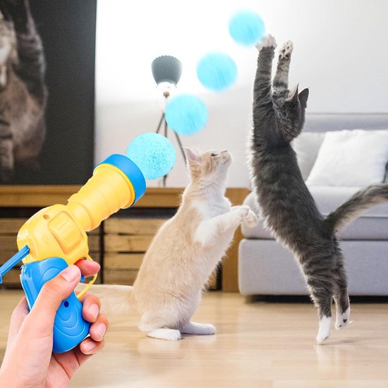 Aosbset Interactief Kat Schieten Pistool Met Pluche Bal Kat Spelen Tracking Interactief Speelgoed Mini Foam Bal Schieten Pistool Speelgoed Voor Katten Dierbenodigdheden